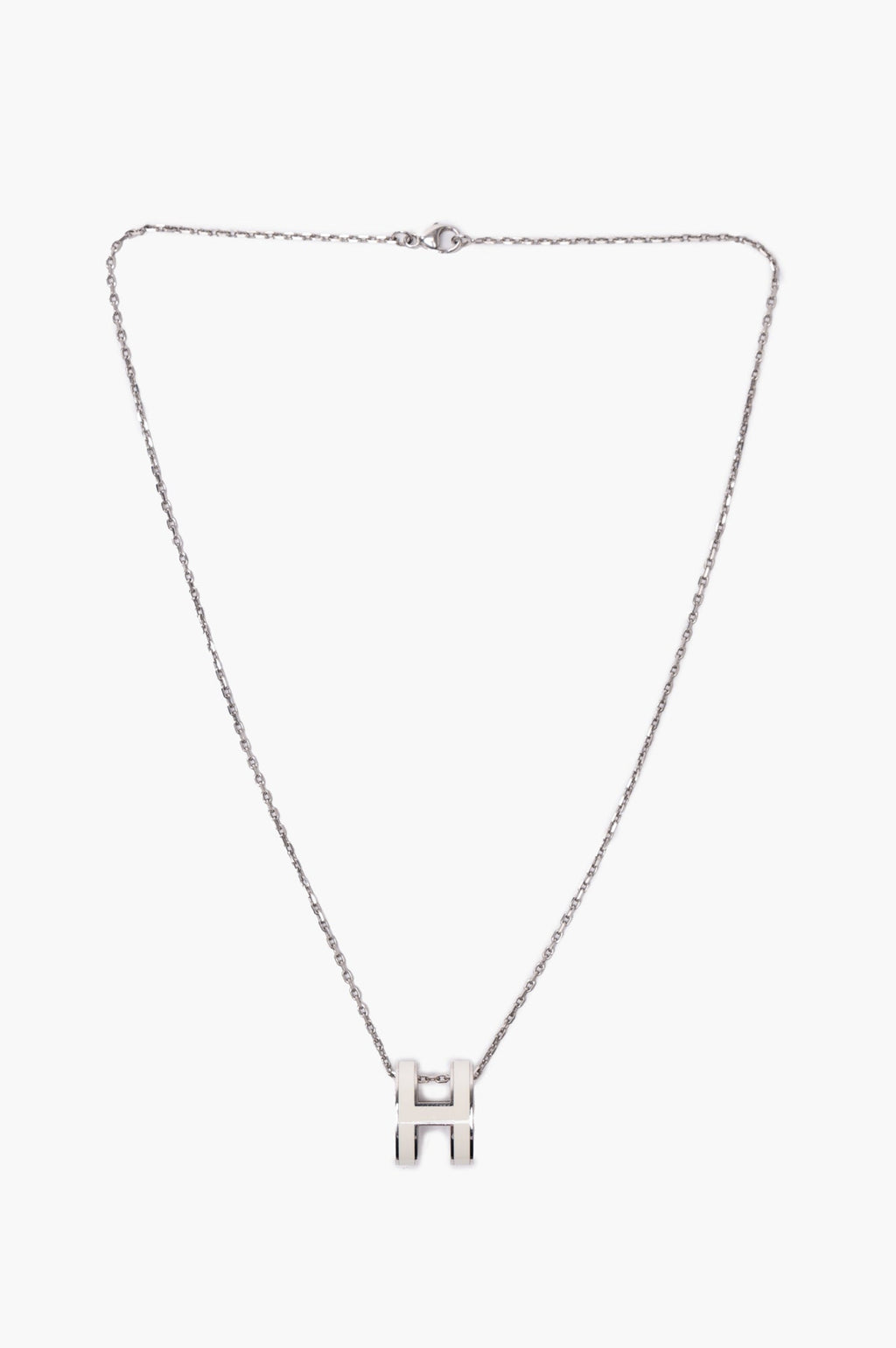 Hermes White/Silver Pop H Pendant Necklace