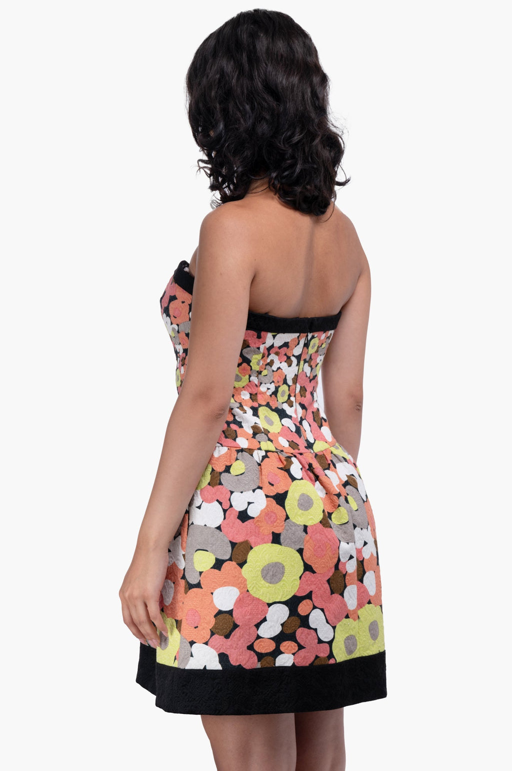 Oscar de la Renta Floral Dress With Black Trim Size M