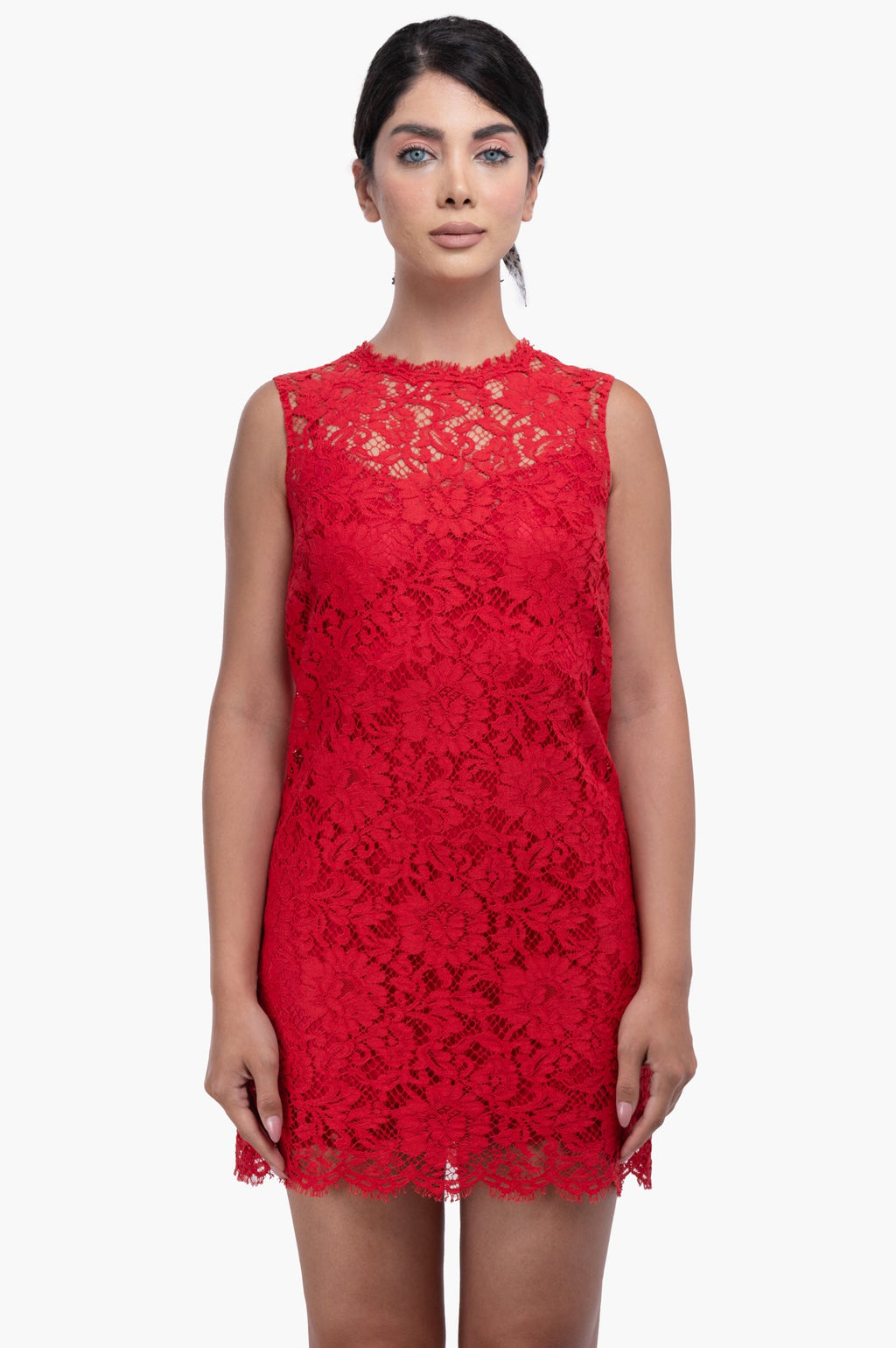 Dolce & Gabbana Red Sleeveless Lace Dress Size S