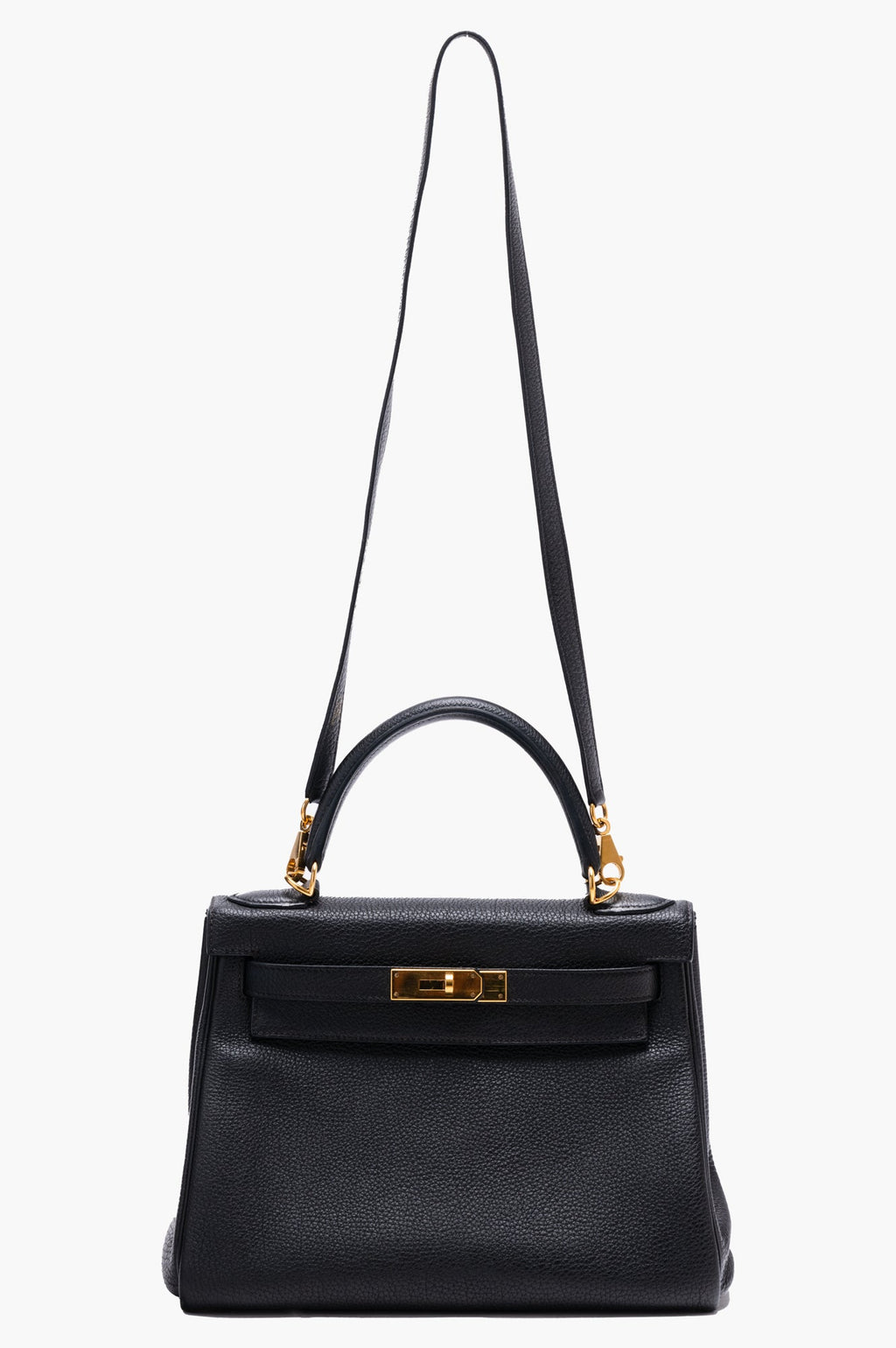Hermes 2015 Kelly 28 Black Togo Leather Handbag