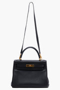 Hermes 2015 Kelly 28 Black Togo Leather Handbag