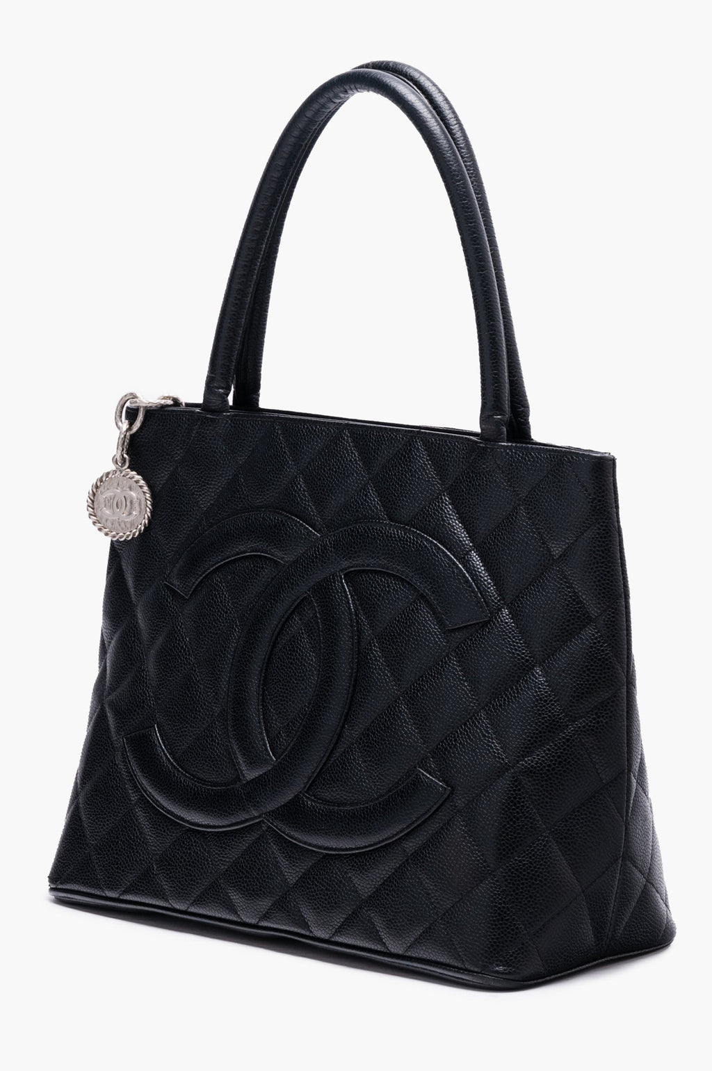 Chanel Black Medallion Caviar Leather Tote