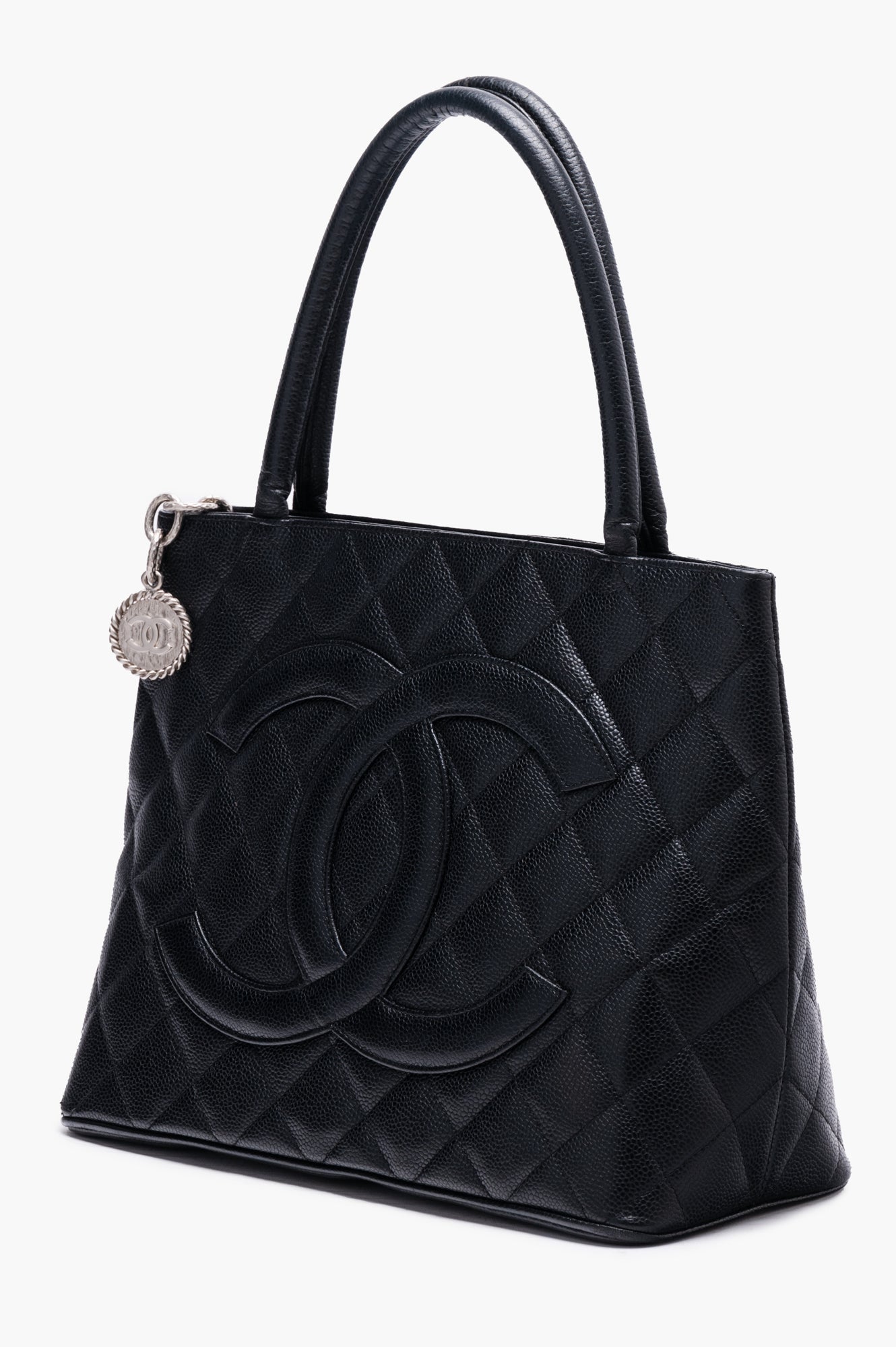 Chanel Black Medallion Caviar Leather Tote