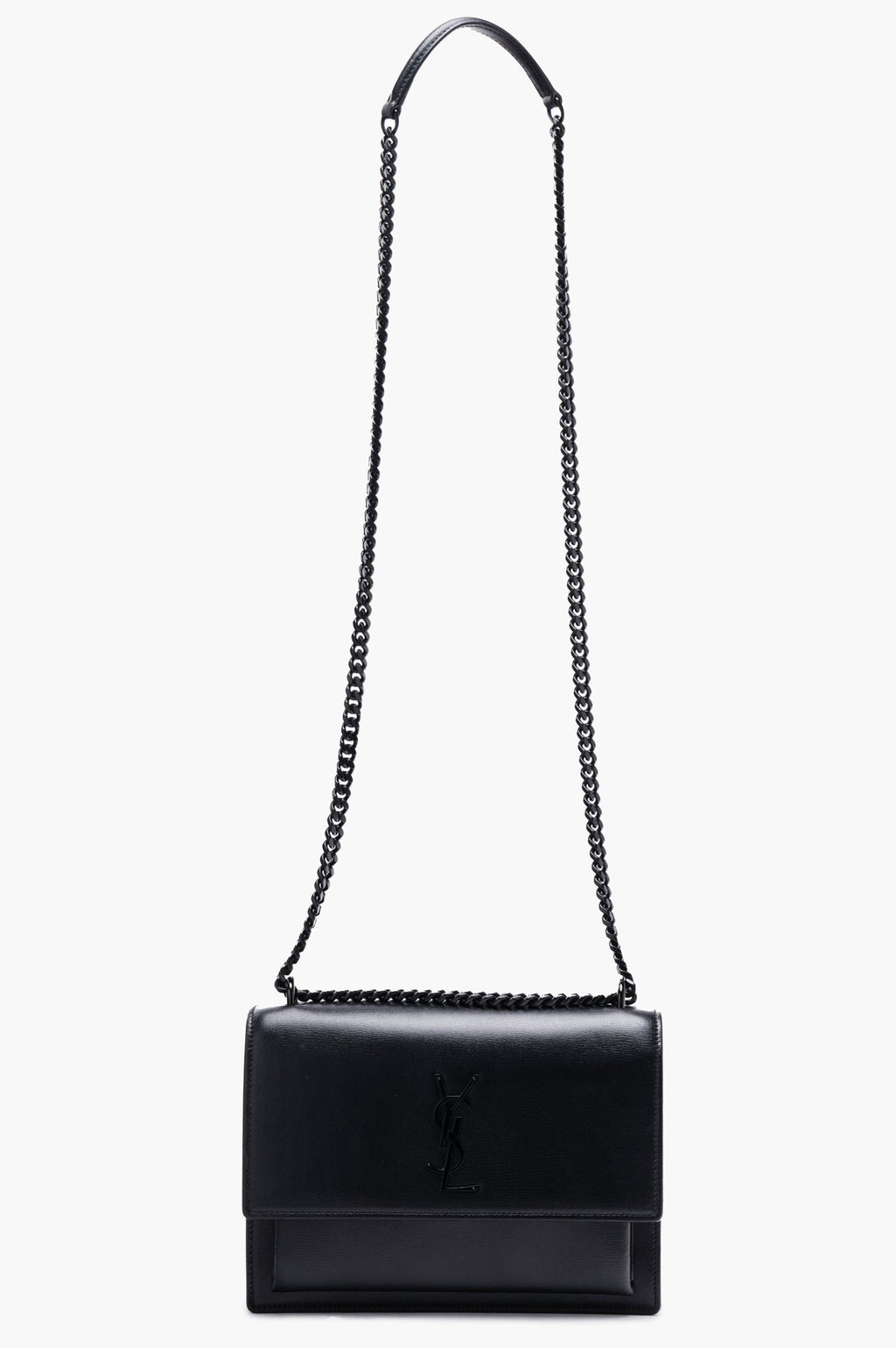 Saint Laurent Black Soft Calfskin Sunset Crossbody Chain Bag