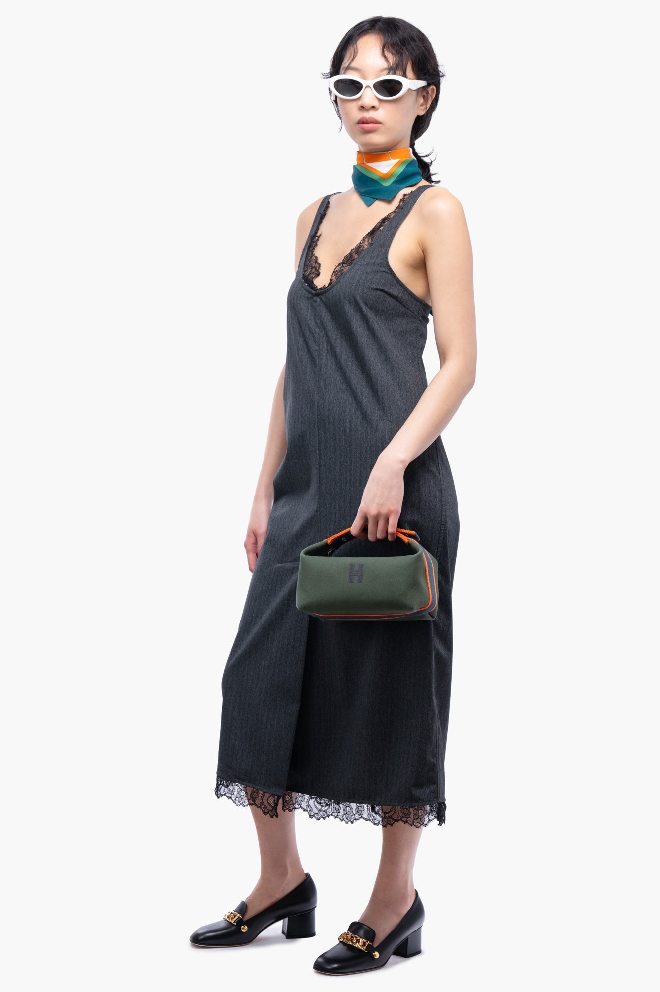 Hermes Vert Foret Green Bride-a-Brac Canvas Bag Size Small