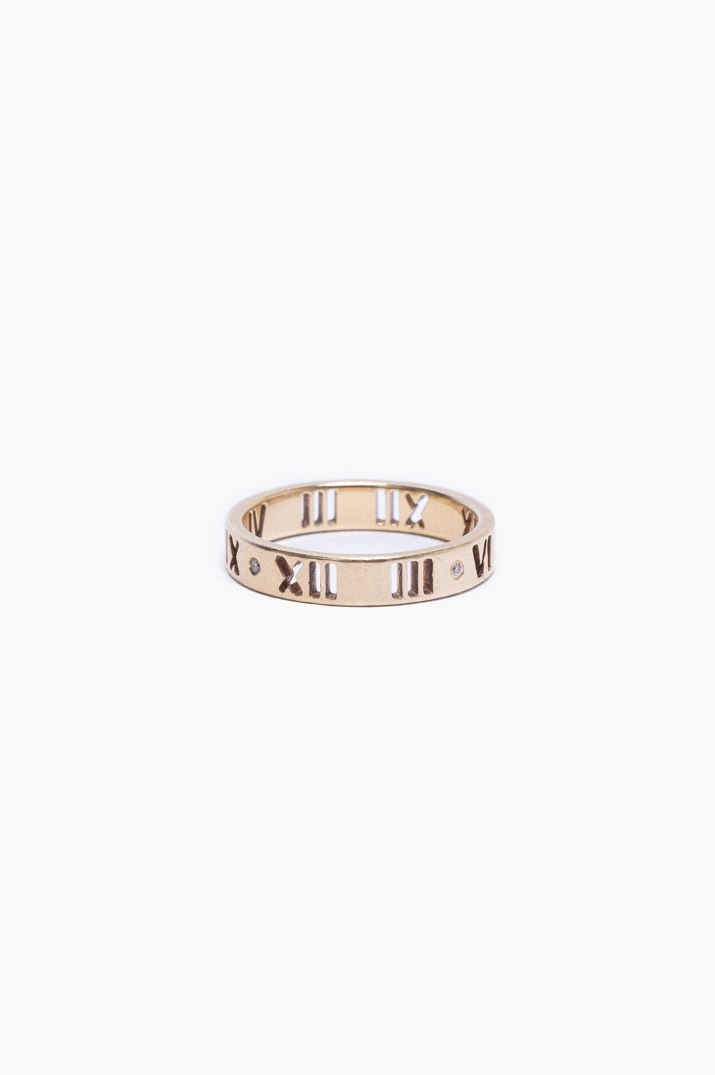 Tiffany & Co 18K Gold Atlas Ring With Diamond Size 4.5
