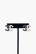 Chanel Gold CC Black and White Earrings