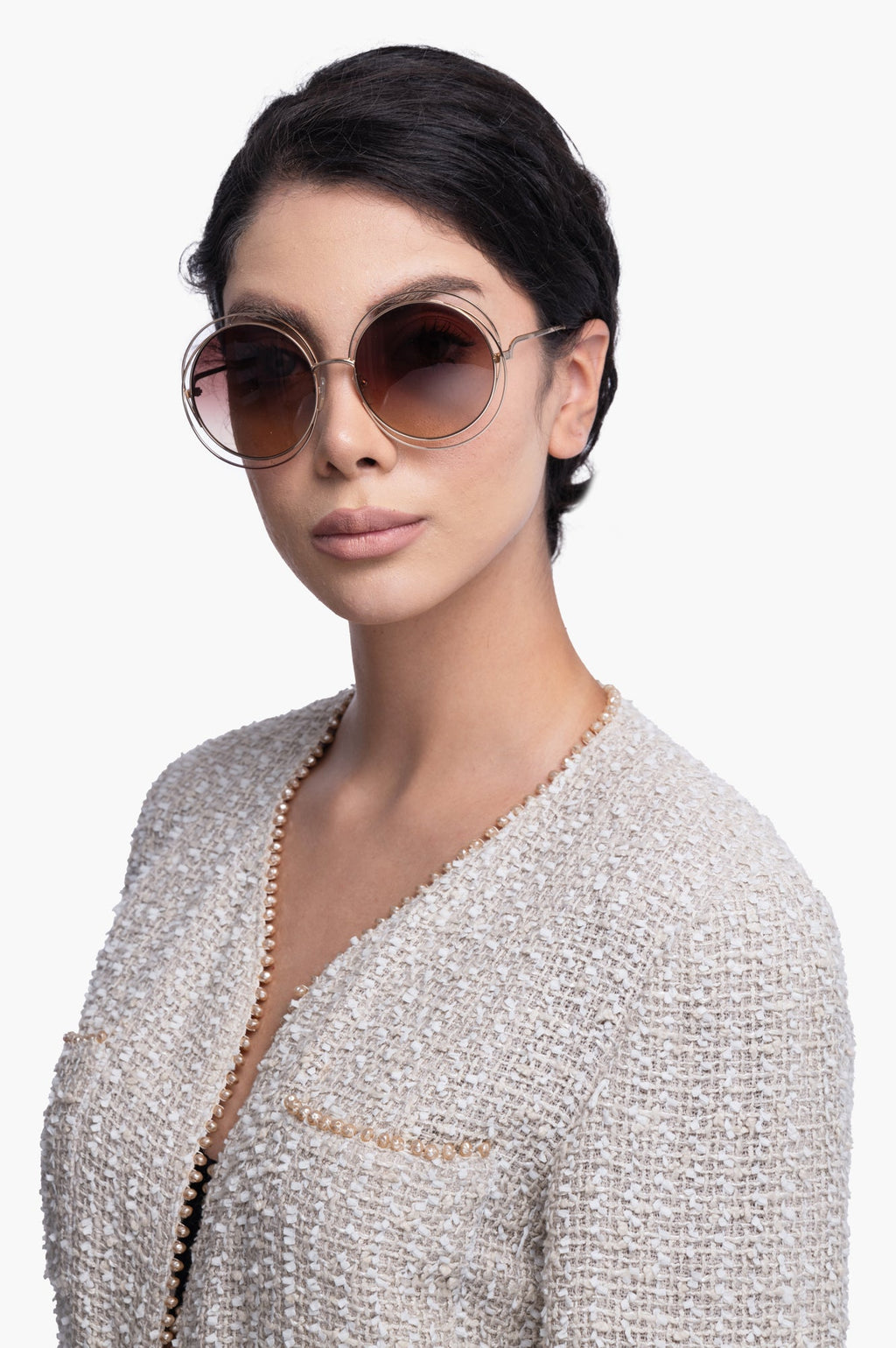 Chloe Gold Frame Round Sunglasses