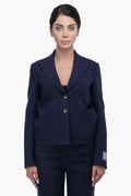 Gucci GG Blue Cotton Blend Formal Jacket
